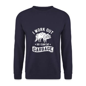 I Work Out So I Can Eat Garbage Raccoons Raccoon - Unisex Sweatshirt - navy - Front - Alina (178cm) & Michal (187cm)