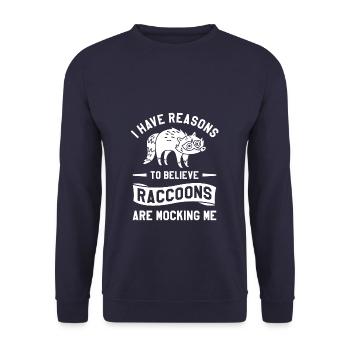 I Have Reasons To Believe Raccoons Are Mocking Me - Unisex Sweatshirt - navy - Front - Alina (178cm) & Michal (187cm)