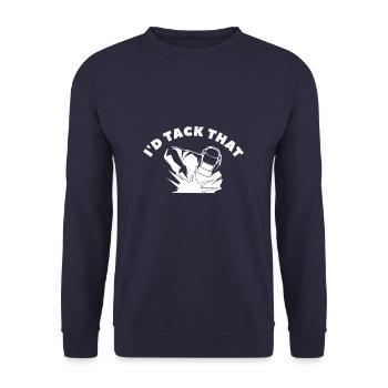I'd Tack That Metal Worker Welder Welding - Unisex Pullover - Navy - Vorne - Alina (178cm) & Michal (187cm)
