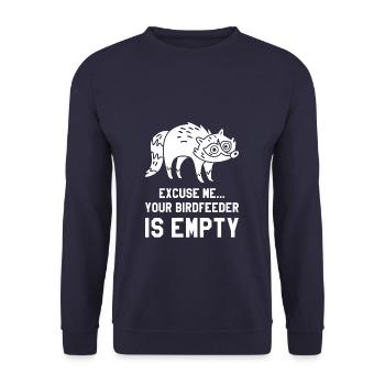 Excuse Me Your Birdfeeder Is Empty Raccoons - Unisex Sweatshirt - navy - Front - Alina (178cm) & Michal (187cm)