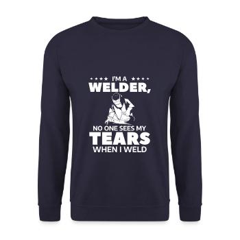 I'm A Welder No One Sees My Tears When I Weld - Unisex Pullover - Navy - Vorne - Alina (178cm) & Michal (187cm)