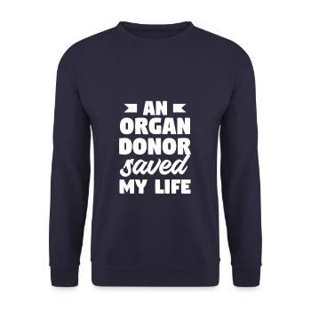 Un donneur d’organes m’a sauvé la vie transplantation rénale - Sweat-shirt Unisexe - marine - Devant - Alina (178cm) & Michal (187cm)