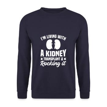 I'm Living With A Kidney Transplant & Rocking It - Unisex Sweatshirt - navy - Front - Alina (178cm) & Michal (187cm)
