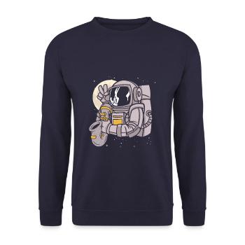 Astronomer Playing Saxophone - Unisex Pullover - Navy - Vorne - Alina (178cm) & Michal (187cm)