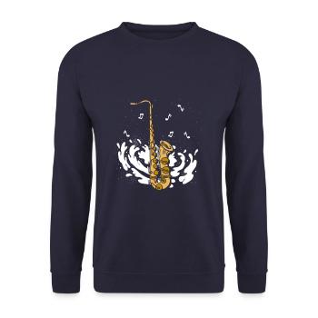 Saxophone Musical Instrument Player - Unisex Pullover - Navy - Vorne - Alina (178cm) & Michal (187cm)