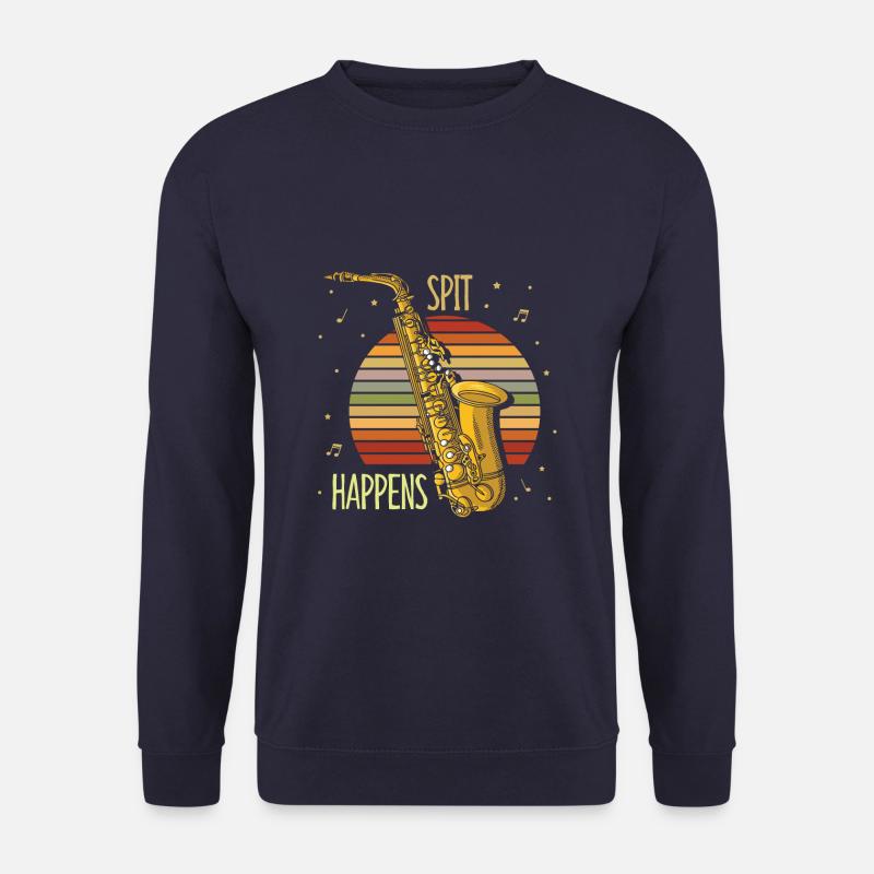 Funny Saxophone Spit Happens - Unisex Pullover - Navy