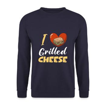 I Love Grilled Cheese - Unisex Pullover - Navy - Vorne - Alina (178cm) & Michal (187cm)