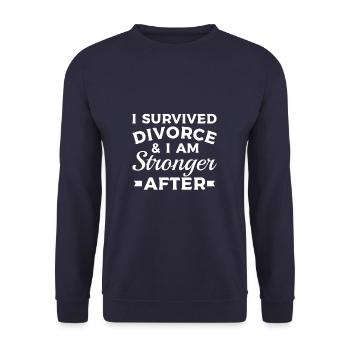 I Survived Divorce & I Am Stronger After - Unisex Pullover - Navy - Vorne - Alina (178cm) & Michal (187cm)
