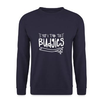 Yes I Talk To Budgies Parrot Budgie Lover - Unisex Sweatshirt - navy - Front - Alina (178cm) & Michal (187cm)