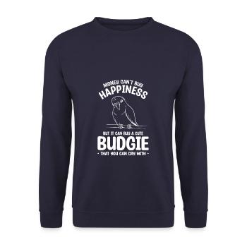 Money Can't Buy Happiness But I Can Buy A Cute Bud - Unisex Pullover - Navy - Vorne - Alina (178cm) & Michal (187cm)