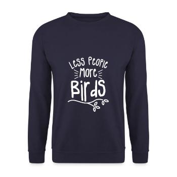 Less People More Birds Bird Lover - Unisex Pullover - Navy - Vorne - Alina (178cm) & Michal (187cm)