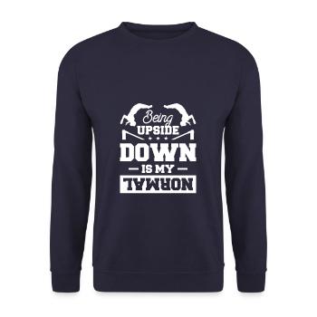 Being Upside Down Is My Normal Gymnastic Gymnast - Unisex Sweatshirt - navy - Front - Alina (178cm) & Michal (187cm)