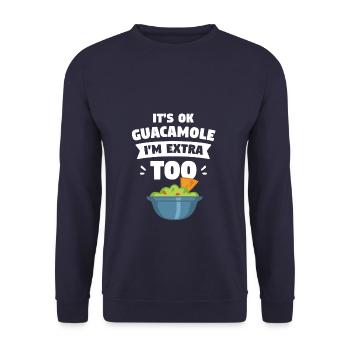 It's Ok Guacamole I'm Extra Too Avocado Guac - Unisex Pullover - Navy - Vorne - Alina (178cm) & Michal (187cm)
