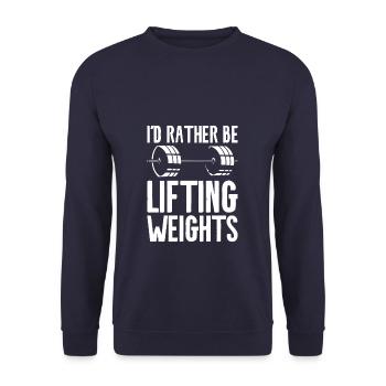 I'd Rather Be Lifting Weights Weightlifting Weight - Unisex Pullover - Navy - Vorne - Alina (178cm) & Michal (187cm)