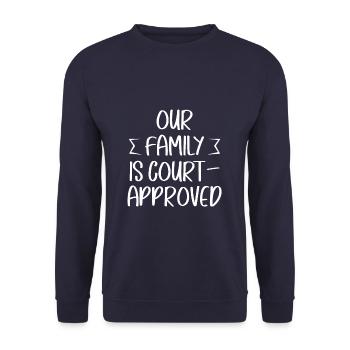 Our Family Is Court Approved - Unisex Pullover - Navy - Vorne - Alina (178cm) & Michal (187cm)