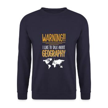 I Like To Talk About Geography - Unisex Pullover - Navy - Vorne - Alina (178cm) & Michal (187cm)