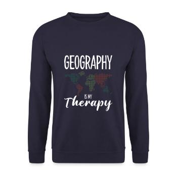 Geography Is My Therapies - Unisex Pullover - Navy - Vorne - Alina (178cm) & Michal (187cm)