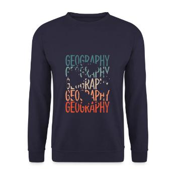 Vintage Retro World Geography - Unisex Pullover - Navy - Vorne - Alina (178cm) & Michal (187cm)