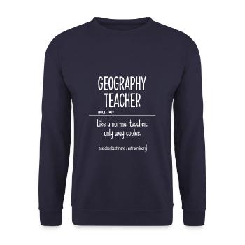 Funny Geography Teacher - Unisex Pullover - Navy - Vorne - Alina (178cm) & Michal (187cm)