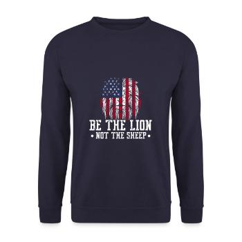 Be The Lion Not The Sheep - Unisex Pullover - Navy - Vorne - Alina (178cm) & Michal (187cm)