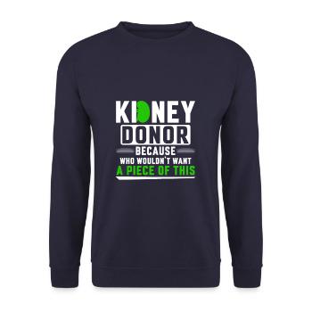 Kidney Donor Because - Unisex Pullover - Navy - Vorne - Alina (178cm) & Michal (187cm)
