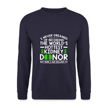 World's Hottest Kidney Donor - Unisex Pullover - Navy - Vorne - Alina (178cm) & Michal (187cm)