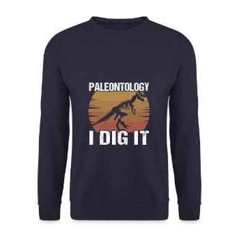 Funny Paleontology I Dig It - Unisex Pullover - Navy - Vorne - Alina (178cm) & Michal (187cm)