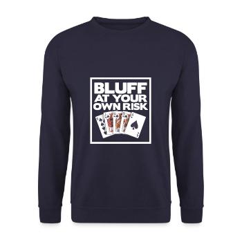 Bluff At Your Own Risk Casino Poker Cards - Unisex Sweatshirt - navy - Front - Alina (178cm) & Michal (187cm)