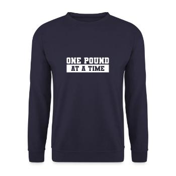 One Pound At A Time Weightlifting Weightlifter - Unisex Sweatshirt - navy - Front - Alina (178cm) & Michal (187cm)