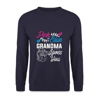 Pink Or Blue Grandma Loves You Pregnancy Gender Re - Unisex Pullover - Navy - Vorne - Alina (178cm) & Michal (187cm)
