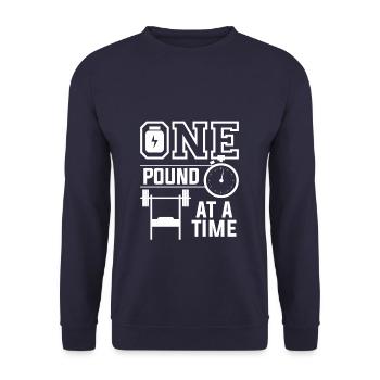 One Pound At A Time Weightlifting Weightlifter - Unisex Sweatshirt - navy - Front - Alina (178cm) & Michal (187cm)