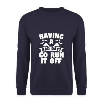 Having A Bad Day Go Run It Off Marathon Marathoner - Unisex Pullover - Navy - Vorne - Alina (178cm) & Michal (187cm)