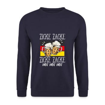 Beer German Zicke Zacke - Unisex Pullover - Navy - Vorne - Alina (178cm) & Michal (187cm)