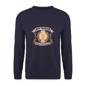 Wir Fordern Bierentlastungspaket Bier Bierchen - Unisex Pullover - Navy - Vorne - Alina (178cm) & Michal (187cm)