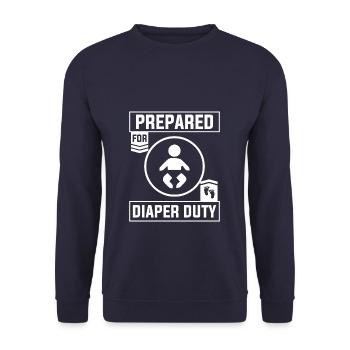 Prepared For Diaper Duty Gender Reveal Pregnancy - Unisex Sweatshirt - navy - Front - Alina (178cm) & Michal (187cm)