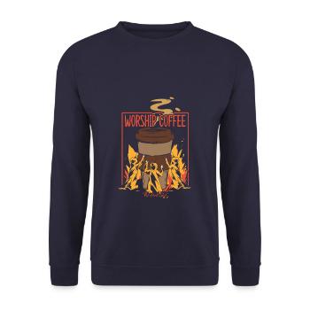 Worship Coffee - Unisex Pullover - Navy - Vorne - Alina (178cm) & Michal (187cm)