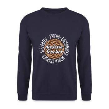 Dyslexic Teacher Supporter World Changer - Unisex Pullover - Navy - Vorne - Alina (178cm) & Michal (187cm)