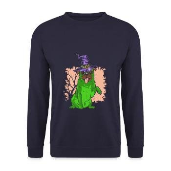 Cute Dog Pug In Witch Costume - Unisex Pullover - Navy - Vorne - Alina (178cm) & Michal (187cm)
