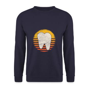Vintage Retro Dentist Tooth - Unisex Pullover - Navy - Vorne - Alina (178cm) & Michal (187cm)