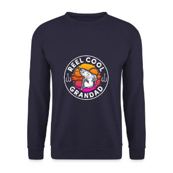 Fishing Reel Grandad - Unisex Pullover - Navy - Vorne - Alina (178cm) & Michal (187cm)