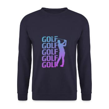 Retro Vintage Classic Golf Golfing Golfer - Unisex Pullover - Navy - Vorne - Alina (178cm) & Michal (187cm)