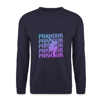 Retro Vintage Classic Parkour Traceur - Unisex Pullover - Navy - Vorne - Alina (178cm) & Michal (187cm)