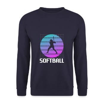 Joueur de Softball Classique Rétro Vintage - Sweat-shirt Unisexe - marine - Devant - Alina (178cm) & Michal (187cm)