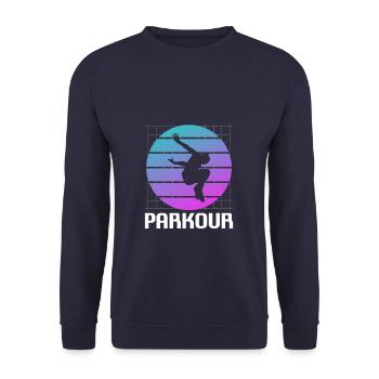 Retro Vintage Classic Parkour Traceur - Unisex Pullover - Navy - Vorne - Alina (178cm) & Michal (187cm)