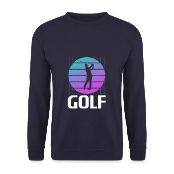 Retro Vintage Classic Golf Golfing Golfer - Unisex Pullover - Navy - Vorne - Alina (178cm) & Michal (187cm)
