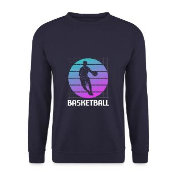 Retro Vintage Classic Basketball Player - Unisex Pullover - Navy - Vorne - Alina (178cm) & Michal (187cm)