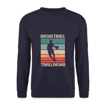 Retro Vintage Classic Basketball Player - Unisex Pullover - Navy - Vorne - Alina (178cm) & Michal (187cm)