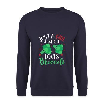 A Girl Who Loves Broccoli - Unisex Pullover - Navy - Vorne - Alina (178cm) & Michal (187cm)