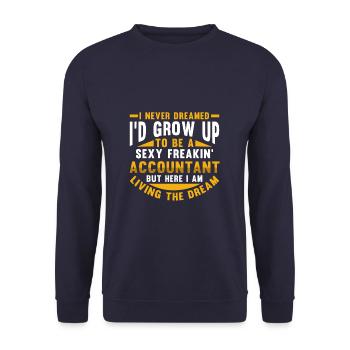 Funny Sexy Freakin' Accountant - Unisex Pullover - Navy - Vorne - Alina (178cm) & Michal (187cm)