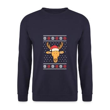 Cute Reindeer - Unisex Pullover - Navy - Vorne - Alina (178cm) & Michal (187cm)